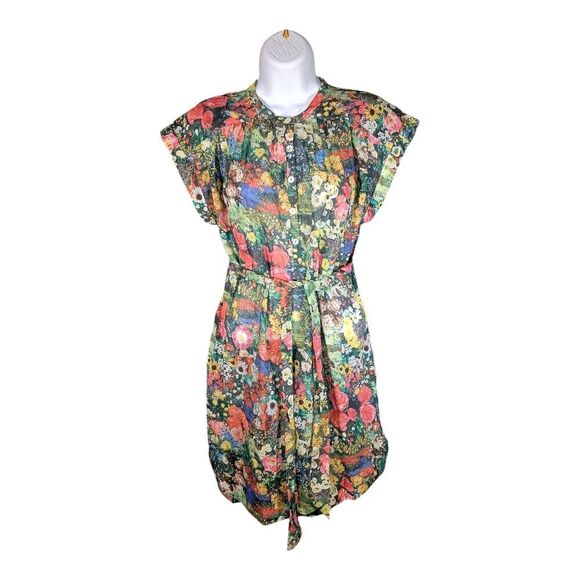 mother slow ride shirt dress Mother Dress XS Womens Multicolor The Slow Ride Short Shirt Sleeve Crew Neck